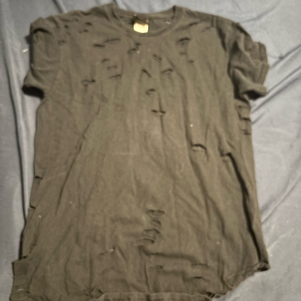 Women Black Distressed T-Shirt
